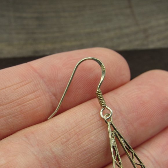 Sterling Rustic Unique Style Dangle Earrings - Picture 2 of 5